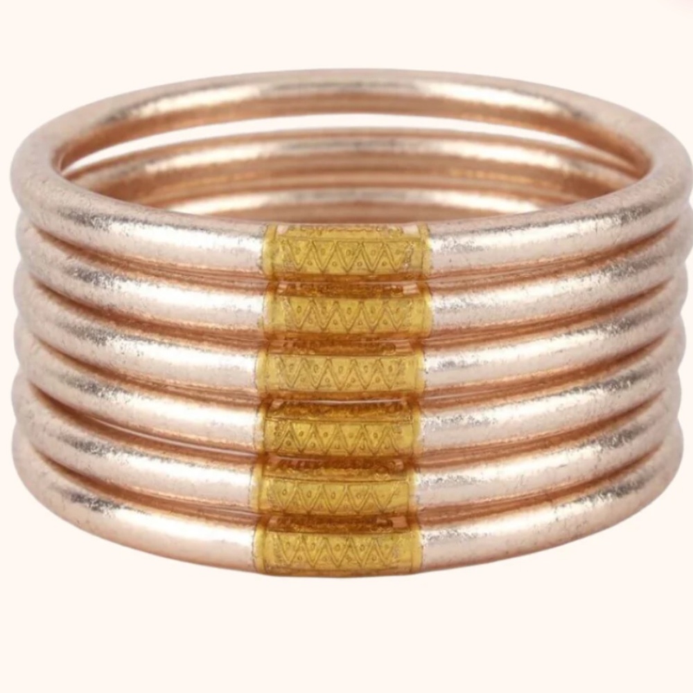 Budha Girl CHAMPAGNE ALL WEATHER BANGLES® (SET OF 6) - SERENITY PRAYER